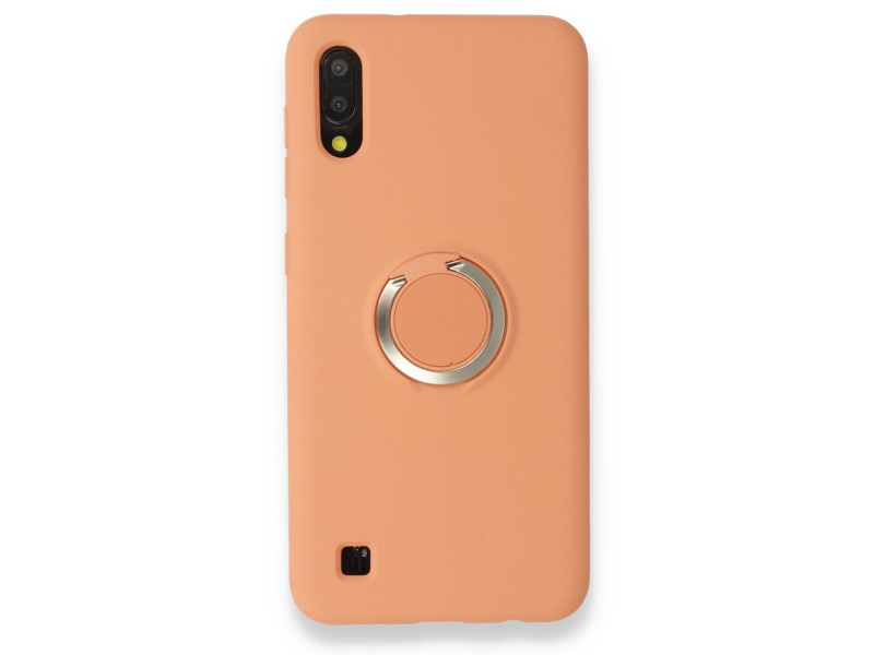 Newface Samsung Galaxy M10 Kılıf Viktor Yüzüklü Silikon - Pudra