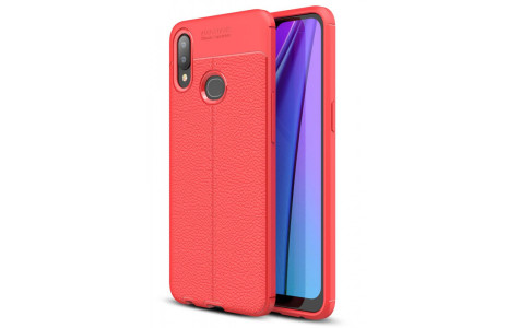Newface Samsung Galaxy A10S Kılıf Focus Derili Silikon - Kırmızı