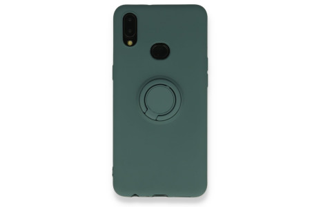 Newface Samsung Galaxy A10S Kılıf Viktor Yüzüklü Silikon - Koyu Yeşil