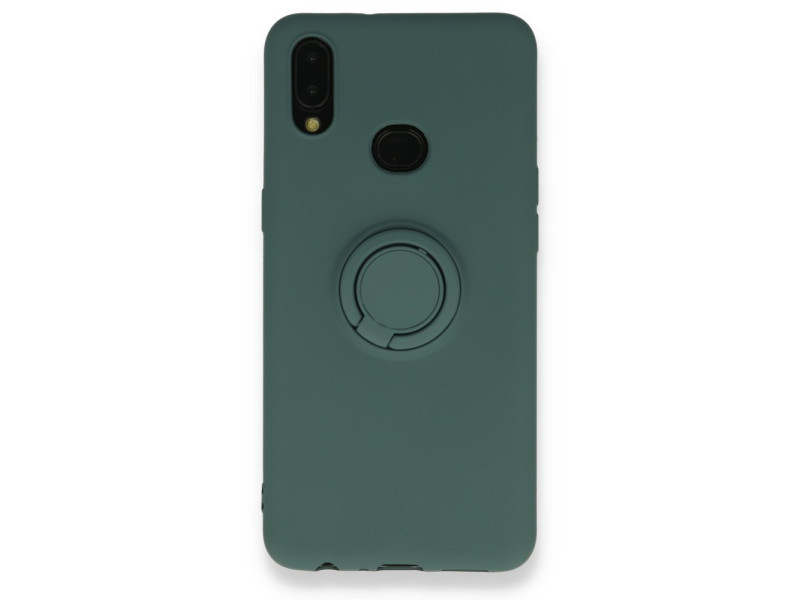 Newface Samsung Galaxy A10S Kılıf Viktor Yüzüklü Silikon - Koyu Yeşil