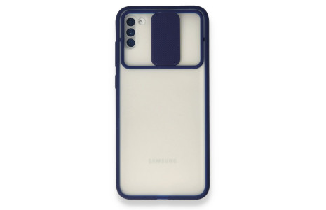 Newface Samsung Galaxy A11 Kılıf Palm Buzlu Kamera Sürgülü Silikon - Lacivert