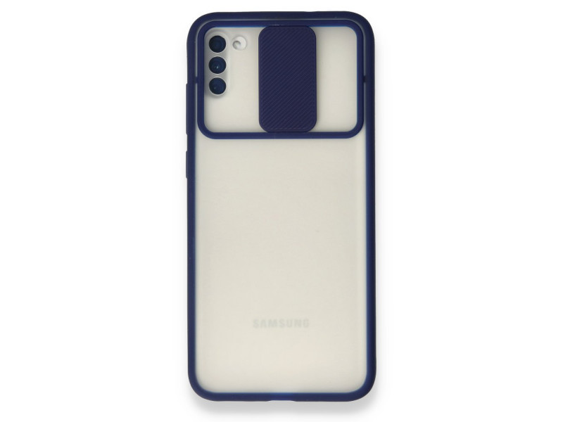 Newface Samsung Galaxy M11 Kılıf Palm Buzlu Kamera Sürgülü Silikon - Lacivert