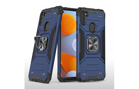 Newface Samsung Galaxy M11 Kılıf Zegna Yüzüklü Silikon Kapak - Mavi