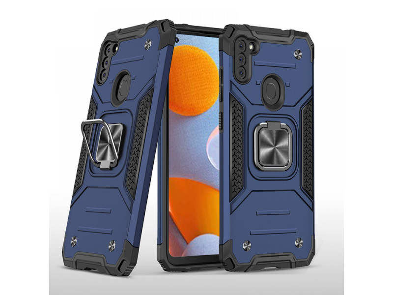 Newface Samsung Galaxy M11 Kılıf Zegna Yüzüklü Silikon Kapak - Mavi