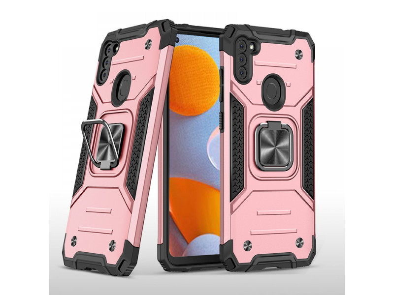Newface Samsung Galaxy M11 Kılıf Zegna Yüzüklü Silikon Kapak - Rose
