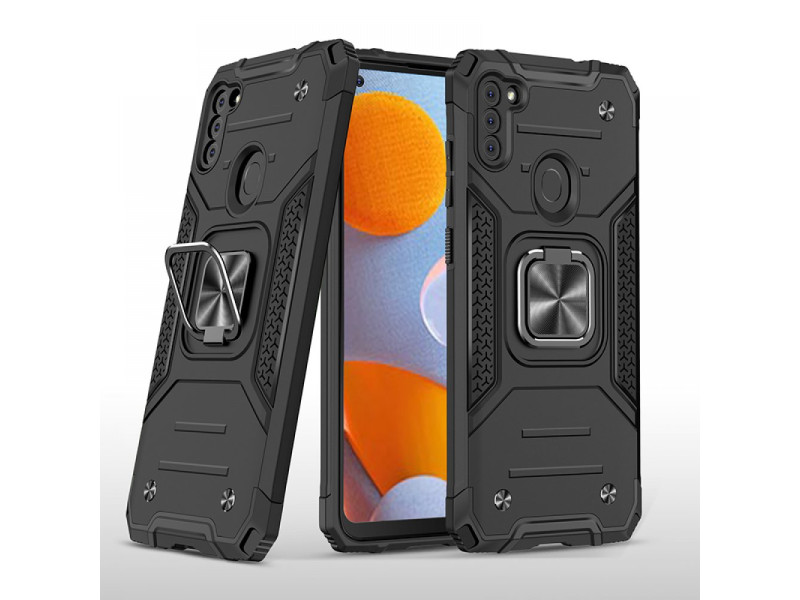 Newface Samsung Galaxy M11 Kılıf Zegna Yüzüklü Silikon Kapak - Siyah