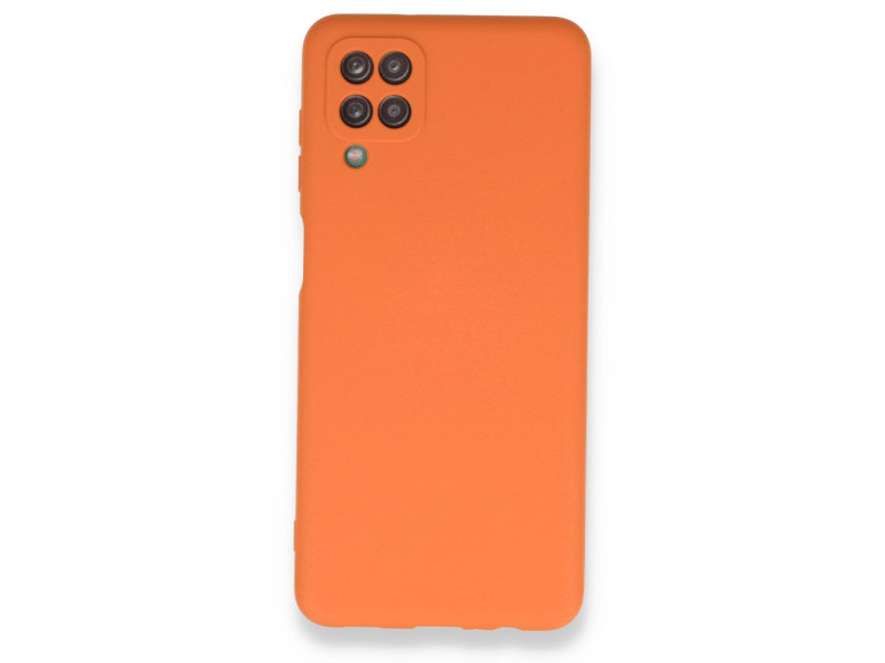 Newface Samsung Galaxy A12 Kılıf Nano içi Kadife Silikon - Turuncu