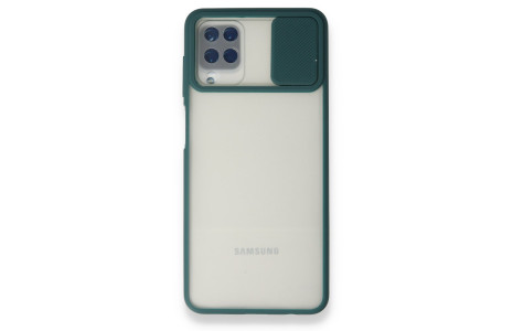 Newface Samsung Galaxy A12 Kılıf Palm Buzlu Kamera Sürgülü Silikon - Yeşil