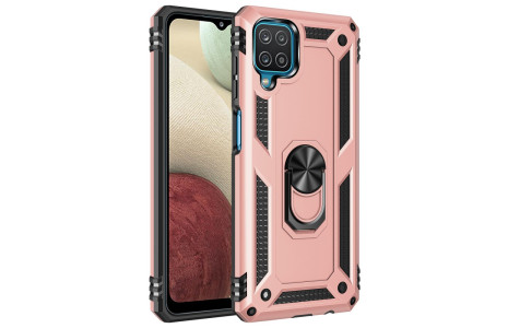 Newface Samsung Galaxy A12 Kılıf Sofya Yüzüklü Silikon Kapak - Rose