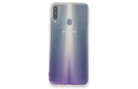 Newface Samsung Galaxy A20S Kılıf Lüx Çift Renkli Silikon - Mor