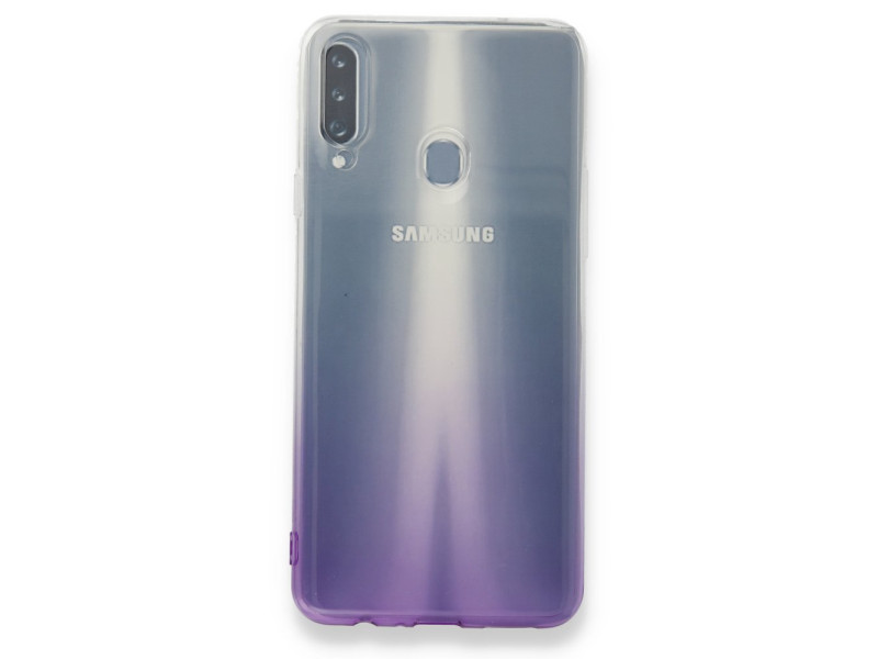 Newface Samsung Galaxy A20S Kılıf Lüx Çift Renkli Silikon - Mor