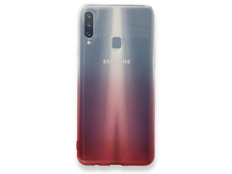 Newface Samsung Galaxy A20S Kılıf Lüx Çift Renkli Silikon - Pembe
