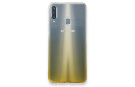 Newface Samsung Galaxy A20S Kılıf Lüx Çift Renkli Silikon - Sarı