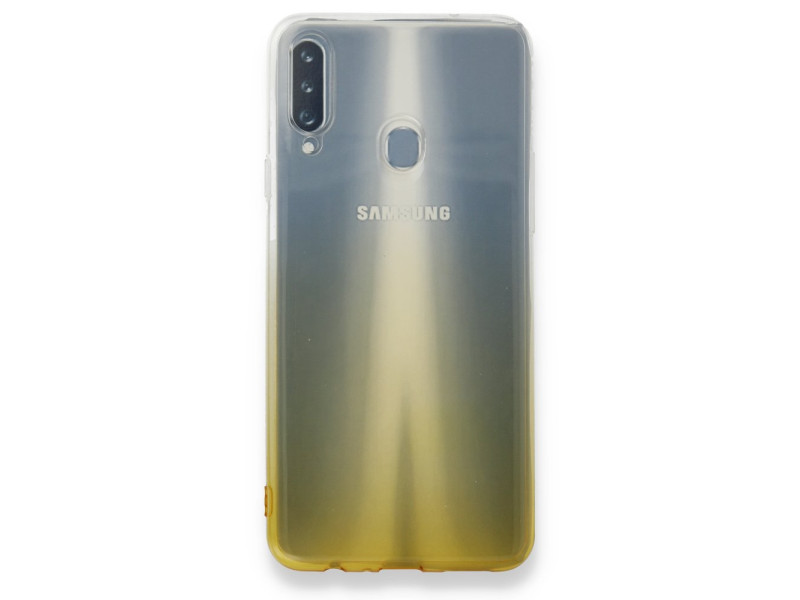 Newface Samsung Galaxy A20S Kılıf Lüx Çift Renkli Silikon - Sarı