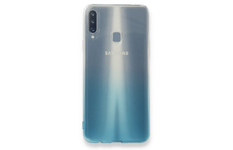 Newface Samsung Galaxy A20S Kılıf Lüx Çift Renkli Silikon - Turkuaz