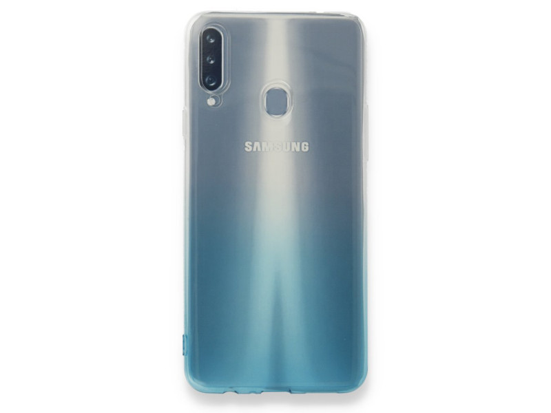Newface Samsung Galaxy A20S Kılıf Lüx Çift Renkli Silikon - Turkuaz