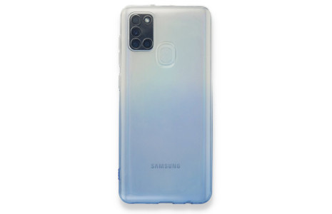 Newface Samsung Galaxy A21S Kılıf Lüx Çift Renkli Silikon - Mavi