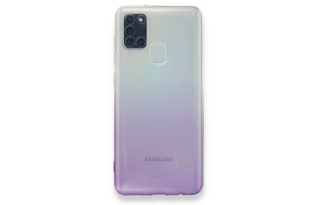 Newface Samsung Galaxy A21S Kılıf Lüx Çift Renkli Silikon - Mor