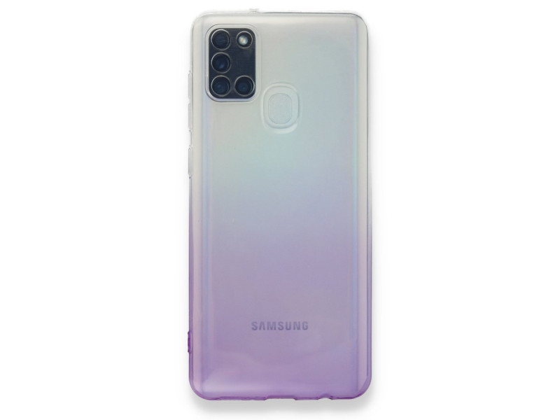 Newface Samsung Galaxy A21S Kılıf Lüx Çift Renkli Silikon - Mor