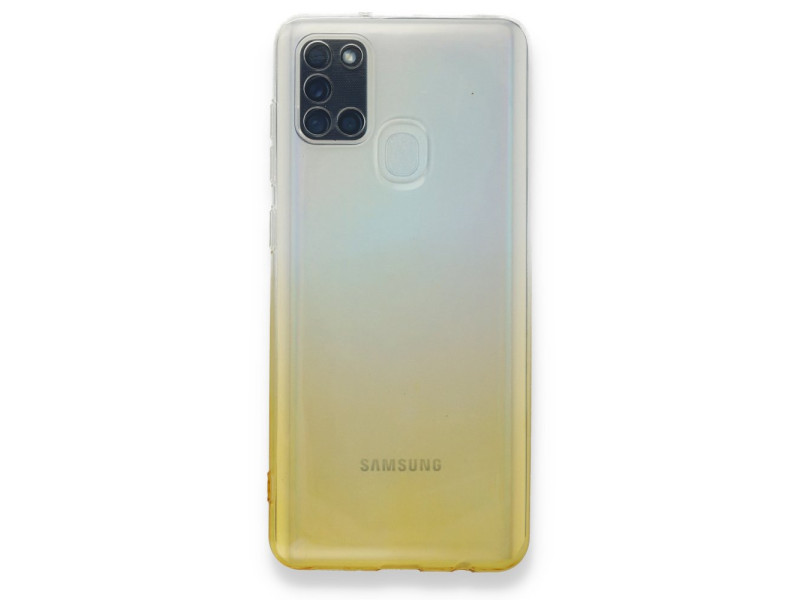 Newface Samsung Galaxy A21S Kılıf Lüx Çift Renkli Silikon - Sarı