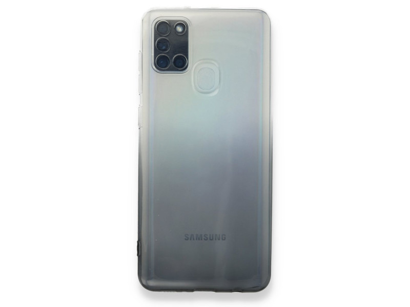 Newface Samsung Galaxy A21S Kılıf Lüx Çift Renkli Silikon - Siyah