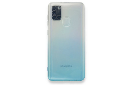 Newface Samsung Galaxy A21S Kılıf Lüx Çift Renkli Silikon - Turkuaz