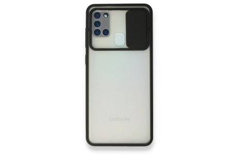 Newface Samsung Galaxy A21S Kılıf Palm Buzlu Kamera Sürgülü Silikon - Siyah