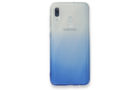 Newface Samsung Galaxy A20 Kılıf Lüx Çift Renkli Silikon - Mavi