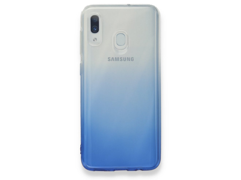 Newface Samsung Galaxy A20 Kılıf Lüx Çift Renkli Silikon - Mavi