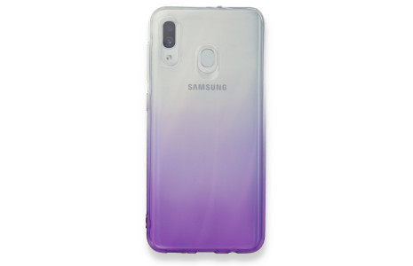 Newface Samsung Galaxy A20 Kılıf Lüx Çift Renkli Silikon - Mor