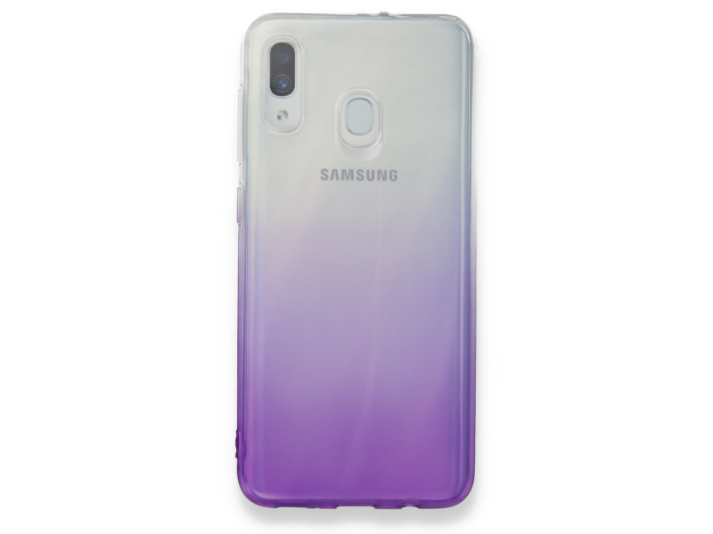 Newface Samsung Galaxy A20 Kılıf Lüx Çift Renkli Silikon - Mor