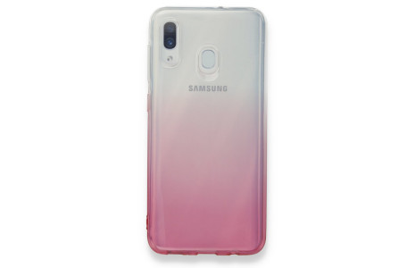 Newface Samsung Galaxy A20 Kılıf Lüx Çift Renkli Silikon - Pembe