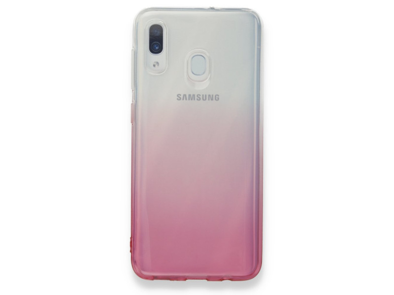 Newface Samsung Galaxy A20 Kılıf Lüx Çift Renkli Silikon - Pembe