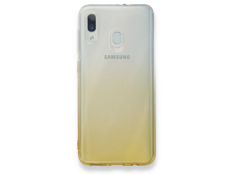 Newface Samsung Galaxy A20 Kılıf Lüx Çift Renkli Silikon - Sarı