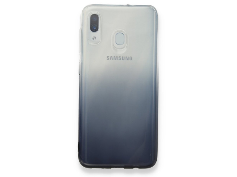 Newface Samsung Galaxy A20 Kılıf Lüx Çift Renkli Silikon - Siyah