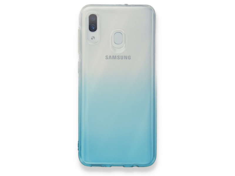 Newface Samsung Galaxy A20 Kılıf Lüx Çift Renkli Silikon - Turkuaz
