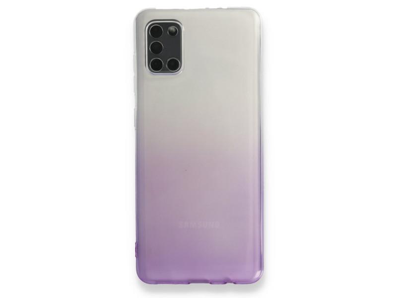 Newface Samsung Galaxy A31 Kılıf Lüx Çift Renkli Silikon - Mor