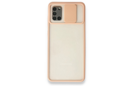 Newface Samsung Galaxy A31 Kılıf Palm Buzlu Kamera Sürgülü Silikon - Pembe