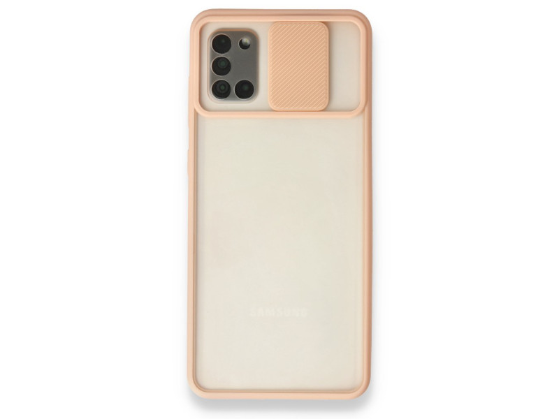 Newface Samsung Galaxy A31 Kılıf Palm Buzlu Kamera Sürgülü Silikon - Pembe