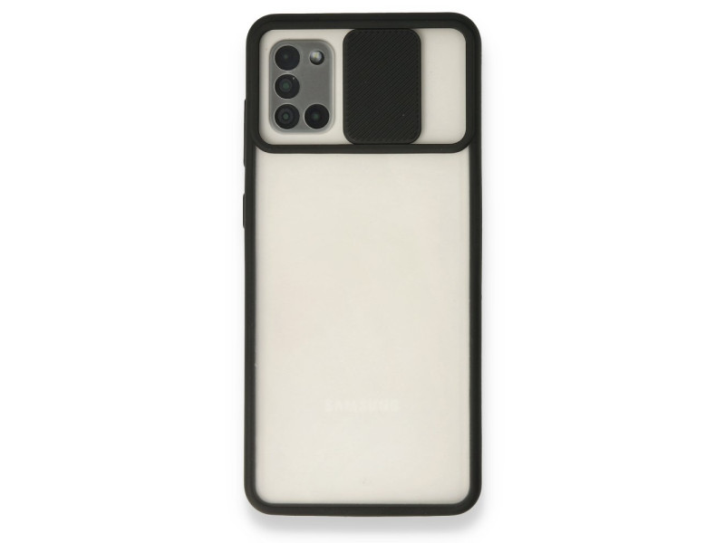 Newface Samsung Galaxy A31 Kılıf Palm Buzlu Kamera Sürgülü Silikon - Siyah
