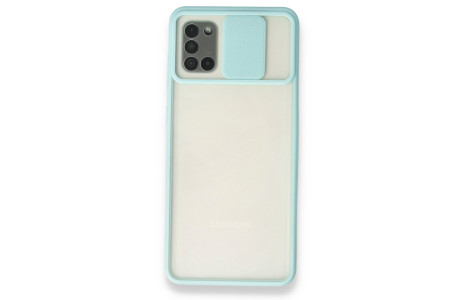 Newface Samsung Galaxy A31 Kılıf Palm Buzlu Kamera Sürgülü Silikon - Turkuaz