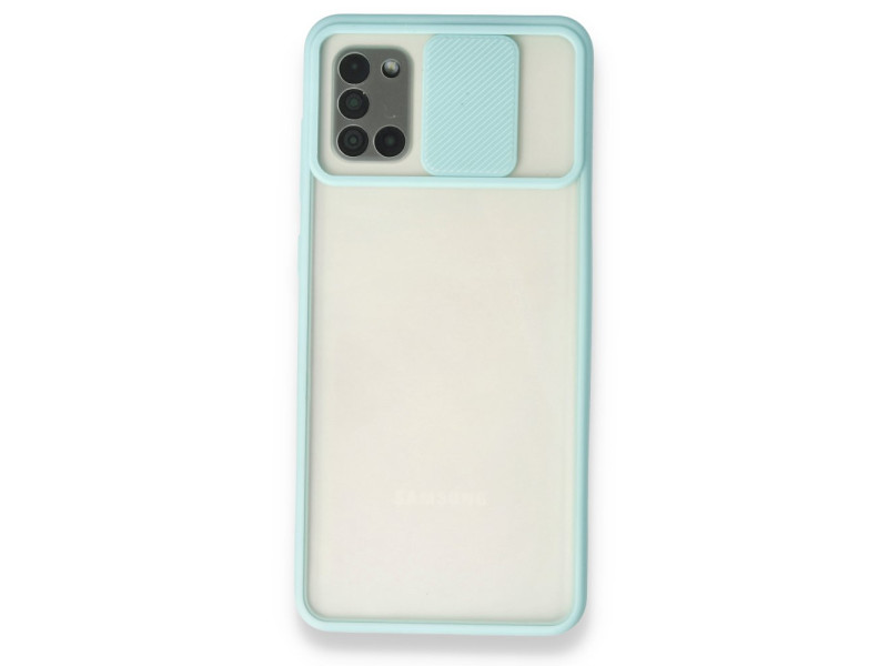 Newface Samsung Galaxy A31 Kılıf Palm Buzlu Kamera Sürgülü Silikon - Turkuaz