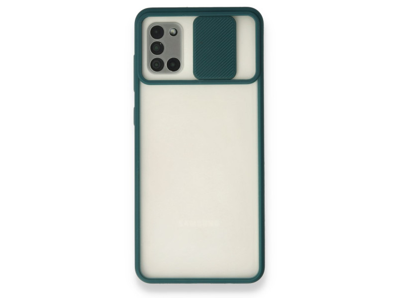 Newface Samsung Galaxy A31 Kılıf Palm Buzlu Kamera Sürgülü Silikon - Yeşil