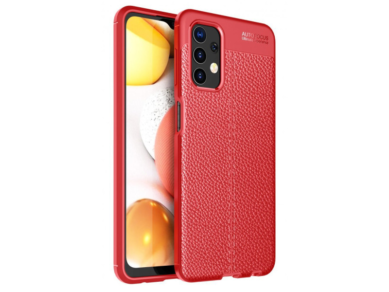 Newface Samsung Galaxy A32 5G Kılıf Focus Derili Silikon - Kırmızı