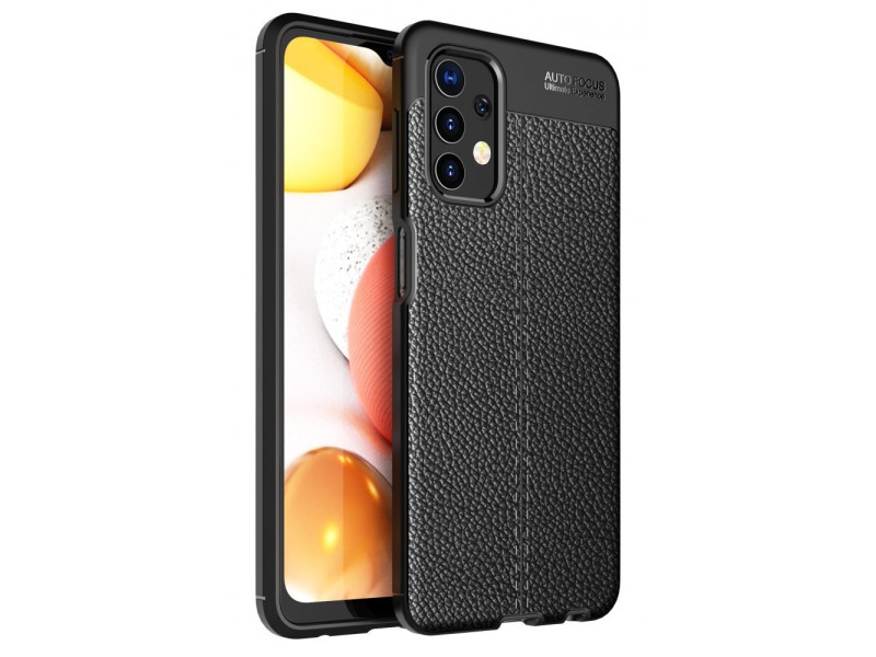 Newface Samsung Galaxy A32 5G Kılıf Focus Derili Silikon - Siyah