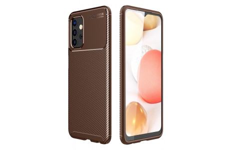 Newface Samsung Galaxy A32 5G Kılıf Focus Karbon Silikon - Kahverengi