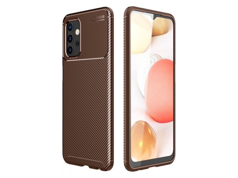 Newface Samsung Galaxy A32 5G Kılıf Focus Karbon Silikon - Kahverengi