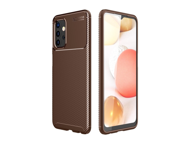 Newface Samsung Galaxy A32 Kılıf Focus Karbon Silikon - Kahverengi