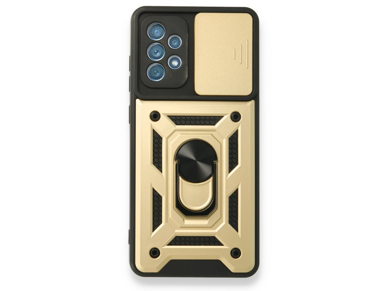 Newface Samsung Galaxy A32 Kılıf Pars Lens Yüzüklü Silikon - Gold
