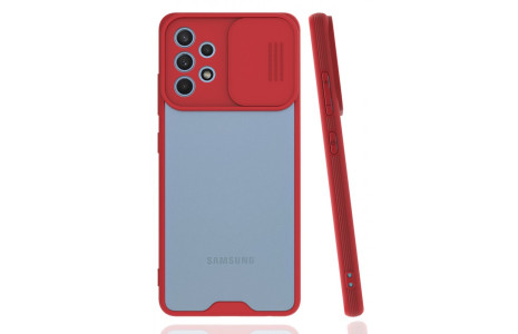 Newface Samsung Galaxy A32 Kılıf Platin Kamera Koruma Silikon - Kırmızı